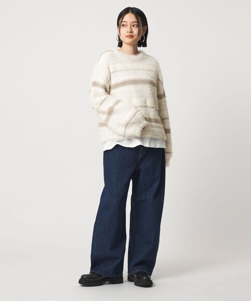 A DAY IN THE LIFE UNITED ARROWS（アデイインザライフユナイテッドアローズ）の「フェザー マルチボーダーニット ＜A DAY IN THE LIFE＞（ニット/セーター・レディース・ブラウン系/オフホワイト/グレー系/ライム・FREE）」の10枚目の写真