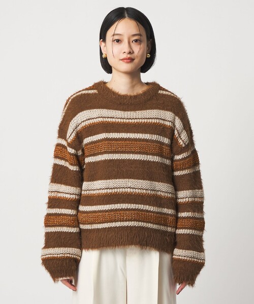 A DAY IN THE LIFE UNITED ARROWS（アデイインザライフユナイテッドアローズ）の「フェザー マルチボーダーニット ＜A DAY IN THE LIFE＞（ニット/セーター・レディース・ブラウン系/オフホワイト/グレー系/ライム・FREE）」の11枚目の写真