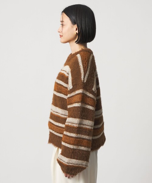 A DAY IN THE LIFE UNITED ARROWS（アデイインザライフユナイテッドアローズ）の「フェザー マルチボーダーニット ＜A DAY IN THE LIFE＞（ニット/セーター・レディース・ブラウン系/オフホワイト/グレー系/ライム・FREE）」の12枚目の写真