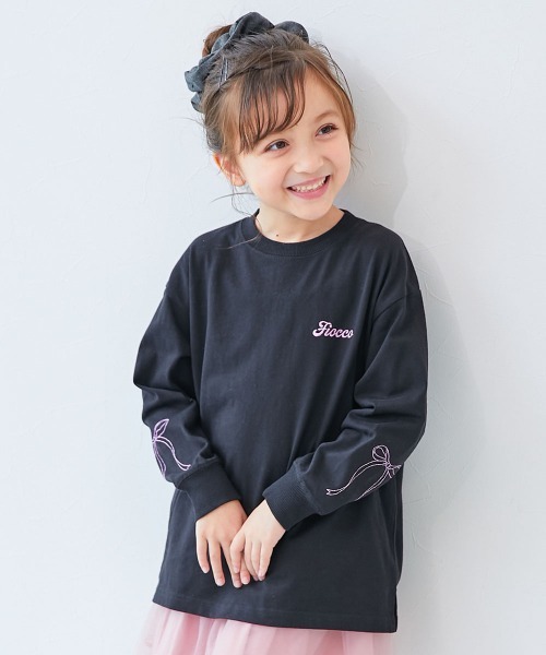 devirock(デビロック)の「綿100% お洗濯してもよれにくい ガールズワンポイント 長袖Tシャツ(Tシャツ/カットソー・キッズ・ホワイト系/ブルー系/ピンク系1/ピンク系2/ブラック系/イエロー系/グレー系/ブルー系2/ベージュ系/ブラック系2・100cm/110cm/120cm/130cm/140cm/150cm/160cm)」の4枚目の写真