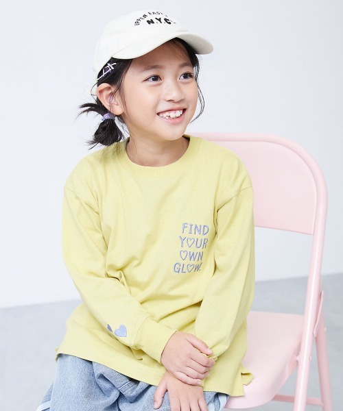 devirock（デビロック）の「綿100% お洗濯してもよれにくい ガールズワンポイント 長袖Tシャツ（Tシャツ/カットソー・キッズ・ホワイト系/ブルー系/ピンク系1/ピンク系2/ブラック系/イエロー系・100cm/110cm/120cm/130cm/140cm/150cm/160cm）」の4枚目の写真