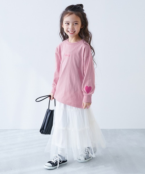 devirock（デビロック）の「綿100% お洗濯してもよれにくい ガールズワンポイント 長袖Tシャツ（Tシャツ/カットソー・キッズ・ホワイト系/ブルー系/ピンク系1/ピンク系2/ブラック系/イエロー系・100cm/110cm/120cm/130cm/140cm/150cm/160cm）」の9枚目の写真