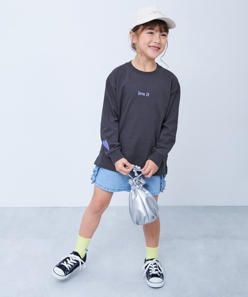 devirock（デビロック）の「綿100% お洗濯してもよれにくい ガールズワンポイント 長袖Tシャツ（Tシャツ/カットソー・キッズ・ホワイト系/ブルー系/ピンク系1/ピンク系2/ブラック系/イエロー系・100cm/110cm/120cm/130cm/140cm/150cm/160cm）」の10枚目の写真