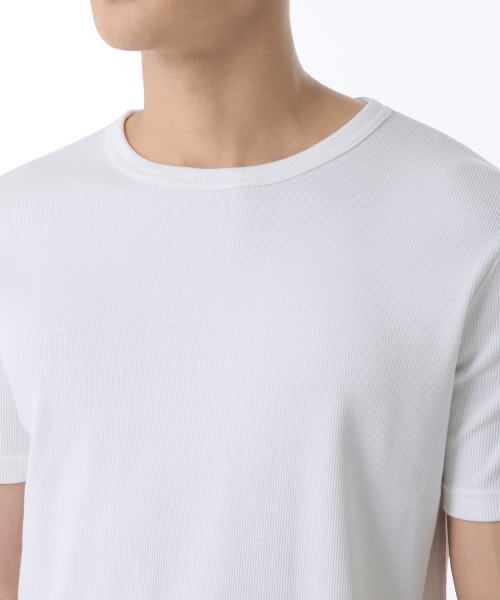 MUSINSA STANDARD（ムシンサスタンダード）の「リブドマッスルフィットクルーネックTシャツ[ホワイト]（Tシャツ/カットソー・メンズ・その他・XX-LARGE/XXX-LARGE/MEDIUM/LARGE/X-LARGE/SMALL）」の3枚目の写真