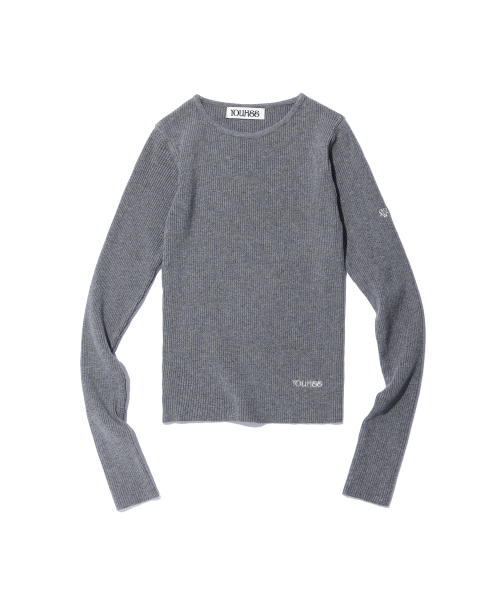 YOUHEE(ユヒ)の「BASIC LOGO KNIT MELANGE GREY(ニット/セーター・レディース・その他・FREE)」の2枚目の写真