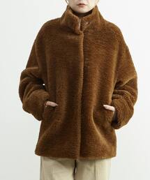 ファーコート ショート丈 フェイクファー」に該当するブラウン/茶色系