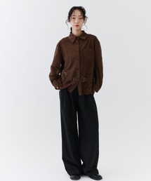 Suede Lace Shirt Blouse / スエードレースシャツブラウス