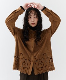 Suede Lace Shirt Blouse / スエードレースシャツブラウス