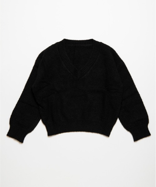 FMiBL（ファミル）の「コージーVネックニット（ニット/セーター・レディース・ブラック/オフホワイト/グレー・FREE）」の11枚目の写真