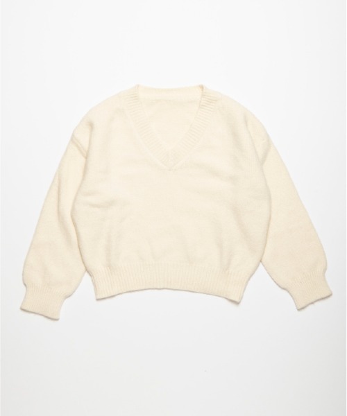 FMiBL（ファミル）の「コージーVネックニット（ニット/セーター・レディース・ブラック/オフホワイト/グレー・FREE）」の13枚目の写真