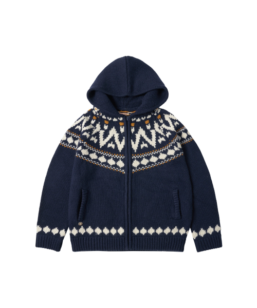 VANONE ATELIER(バノンアトリエ)の「KN4242 Nordic knit hood zip-up_Navy(パーカー・レディース・ネイビー・FREE)」の7枚目の写真