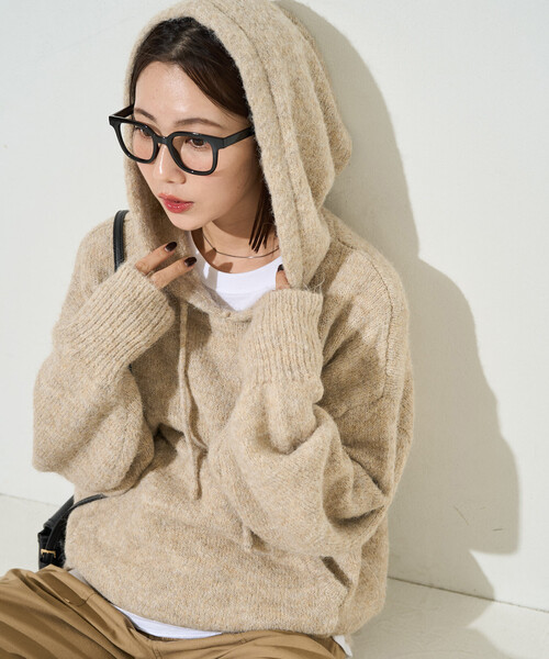 セール】限定展開 ルーズ ニット フーディー プルオーバー（ニット