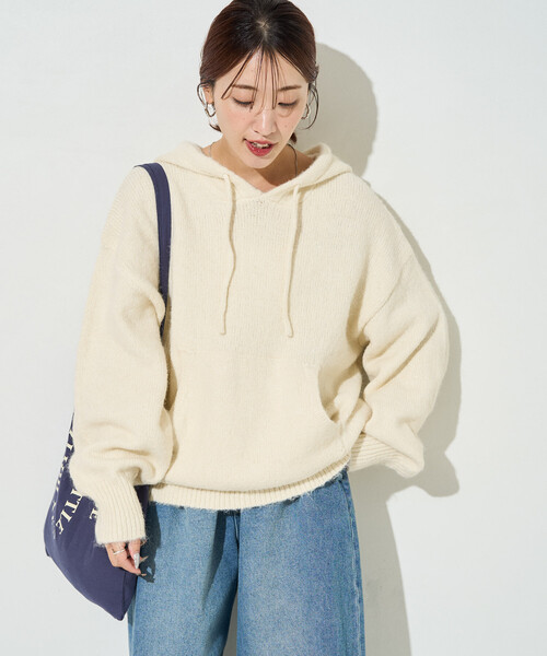 FREAK'S STORE（フリークスストア）の「限定展開　ルーズ ニット フーディー プルオーバー（ニット/セーター・レディース・ナチュラル/ダークブラウン/ベージュ/チャコール・ﾌﾘ-）」の4枚目の写真