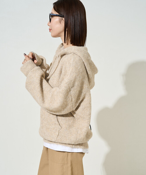 セール】限定展開 ルーズ ニット フーディー プルオーバー（ニット