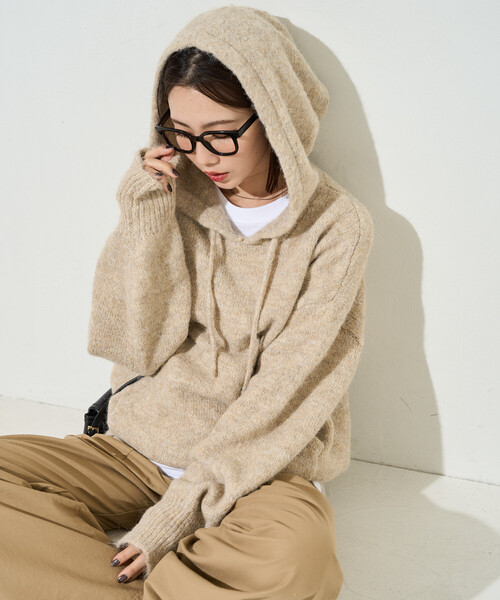 FREAK'S STORE（フリークスストア）の「限定展開　ルーズ ニット フーディー プルオーバー（ニット/セーター・レディース・ナチュラル/ダークブラウン/ベージュ/チャコール・ﾌﾘ-）」の11枚目の写真
