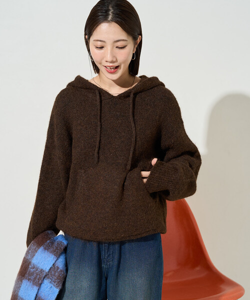 FREAK'S STORE（フリークスストア）の「限定展開　ルーズ ニット フーディー プルオーバー（ニット/セーター・レディース・ナチュラル/ダークブラウン/ベージュ/チャコール・ﾌﾘ-）」の15枚目の写真