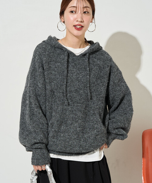 FREAK'S STORE（フリークスストア）の「限定展開　ルーズ ニット フーディー プルオーバー（ニット/セーター・レディース・ナチュラル/ダークブラウン/ベージュ/チャコール・ﾌﾘ-）」の22枚目の写真