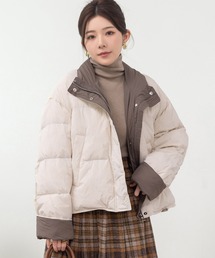 DAY CLOSET | 【ドロスト調節可/2WAY/ハイネックで首まであったか】旬のバイカラー配色。長袖ボリュームダウンジャケット レディース(ダウンジャケット/コート)