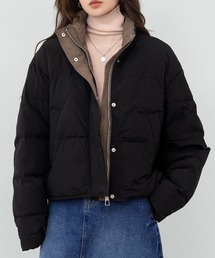 DAY CLOSET（デイ クローゼット）の「【ドロスト調節可/2WAY/ハイネックで首まであったか】旬のバイカラー配色。長袖ボリュームダウンジャケット レディース（ダウンジャケット/コート）」