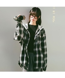 ACOVER（オコボ）の「タータンスウェットフードチェックシャツ 3カラー（シャツ/ブラウス）」
