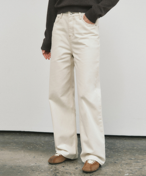 WEDNESDAYOASISFORWOMEN(ウェンズデー オアシス フォー ウーマン)の「W/クラシックコットンステッチパンツ_クリーム(W25-PT27)(その他パンツ・レディース・アイボリー・SMALL/MEDIUM)」の2枚目の写真