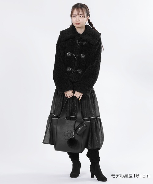 黒 レザーコート Mサイズ　マリークワント　本革 マリークワント MARY QUANT フェイクレザーシャツ ジャケット