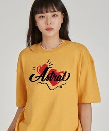 ダブルハートラウンドネック15番手コットン半袖Tシャツ_チェダー