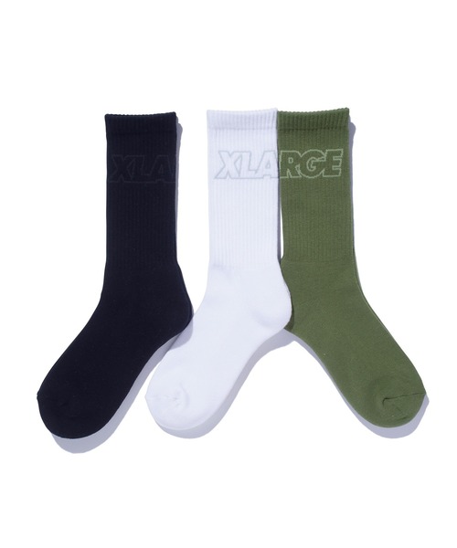 XLARGE(エクストララージ)の「STANDARD LOGO SOCKS(ソックス/靴下・メンズ・オリーブ/ブラック/ホワイト・ONE SIZE)」の4枚目の写真