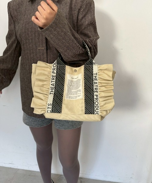 THEATRE PRODUCTS（シアタープロダクツ）の「ドット柄JQテープテムズフリル2WAYショルダーバッグ-M-（ショルダーバッグ・レディース・ブラック/ベージュ・FREE）」の10枚目の写真