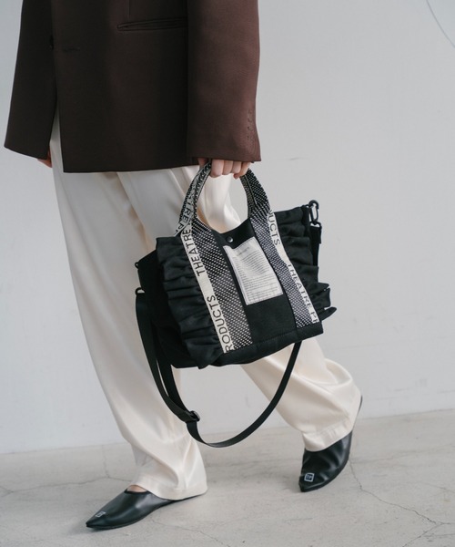 THEATRE PRODUCTS（シアタープロダクツ）の「ドット柄JQテープテムズフリル2WAYショルダーバッグ-M-（ショルダーバッグ・レディース・ブラック/ベージュ・FREE）」の21枚目の写真