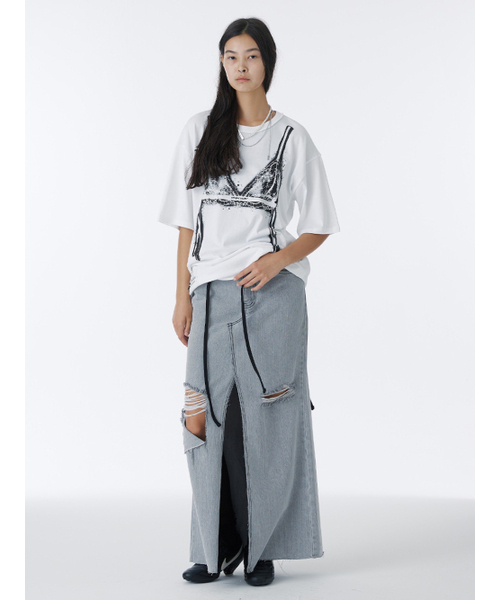 WHOLE PAPER（ホールペーパー）の「デミージロングデニムスカート（グレー）（スカート・レディース・グレー・SMALL/MEDIUM）」の3枚目の写真