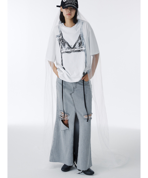 WHOLE PAPER（ホールペーパー）の「デミージロングデニムスカート（グレー）（スカート・レディース・グレー・SMALL/MEDIUM）」の4枚目の写真