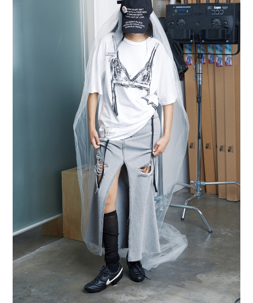WHOLE PAPER（ホールペーパー）の「デミージロングデニムスカート（グレー）（スカート・レディース・グレー・SMALL/MEDIUM）」の5枚目の写真