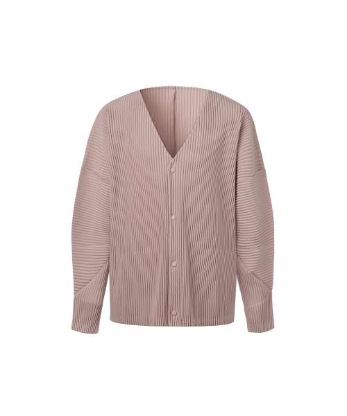 共用] Vネック長袖プリーツカーディガン（ライトピンク