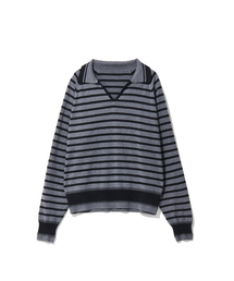 OGARP（オガープ）の「Stripe Collar Knit Charcoal（ニット/セーター）」