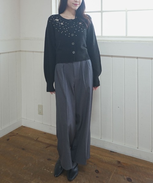 archives（アルシーヴ）の「ビジューニットカーディガン（カーディガン/ボレロ・レディース・アイボリー/ブラック/グレー・MEDIUM）」の17枚目の写真