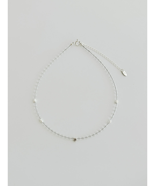 925silver Mirror Powder Beads Necklace - Clear