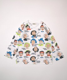 MAKE YOUR DAY | コミックえらい人総柄長袖Tシャツ■150.160cm(Tシャツ/カットソー)