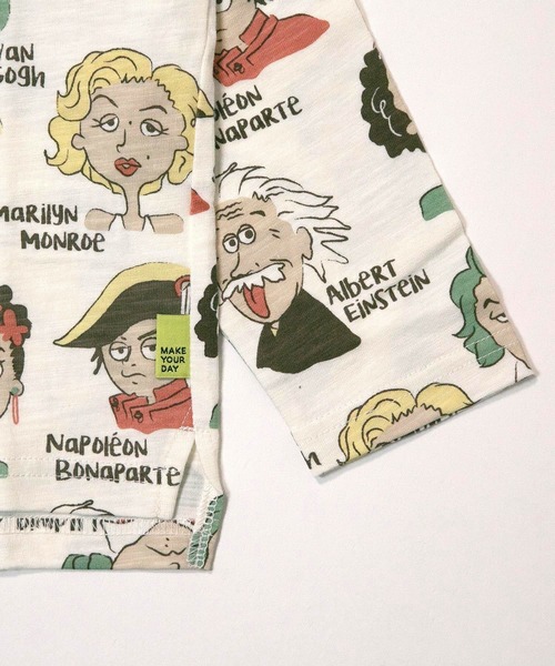 MAKE YOUR DAY（メイクユアデイ）の「コミックえらい人総柄長袖Tシャツ■150.160cm（Tシャツ/カットソー・キッズ・アイボリー/オフホワイト・150/160）」の6枚目の写真