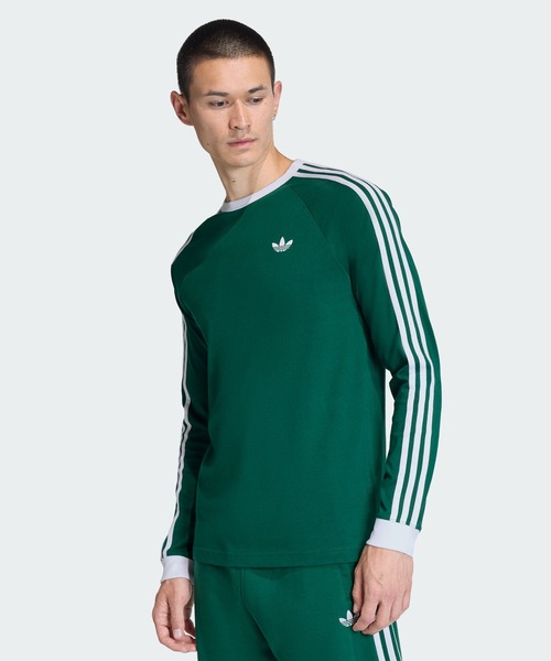 adidas（アディダス）の「スリーストライプス ロングスリーブ Tシャツ / ロンT / アディダスオリジナルス adidas Originals（Tシャツ/カットソー・メンズ・ホワイト/ブラック/グリーン・X-SMALL/MEDIUM/3XL/X-LARGE/LARGE/XX-SMALL/XX-LARGE/SMALL）」の3枚目の写真