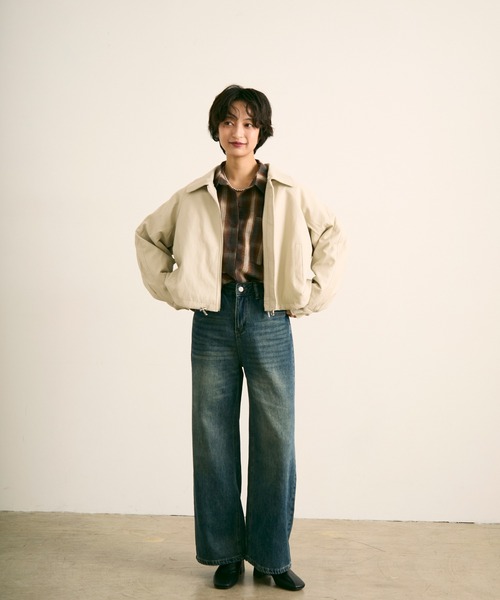 セール】ボア襟フェイクレザージップブルゾン（ブルゾン）｜uchi