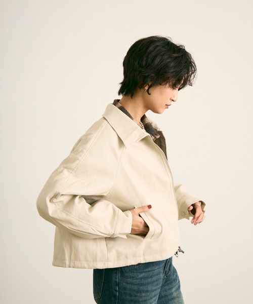 セール】ボア襟フェイクレザージップブルゾン（ブルゾン）｜uchi