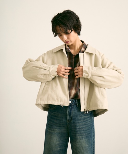 セール】ボア襟フェイクレザージップブルゾン（ブルゾン）｜uchi