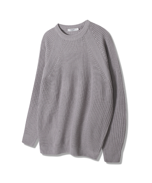 POLYGRAM(ポリグラム)の「サイドスリットハチニットラグランラウンドニット - 4COLOR(ニット/セーター・レディース・ベージュ/グレー/アイボリー/ダークネイビー・FREE)」の1枚目の写真