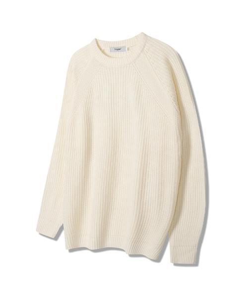 POLYGRAM(ポリグラム)の「サイドスリットハチニットラグランラウンドニット - 4COLOR(ニット/セーター・レディース・ベージュ/グレー/アイボリー/ダークネイビー・FREE)」の2枚目の写真