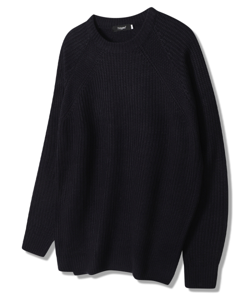 POLYGRAM(ポリグラム)の「サイドスリットハチニットラグランラウンドニット - 4COLOR(ニット/セーター・レディース・ベージュ/グレー/アイボリー/ダークネイビー・FREE)」の5枚目の写真