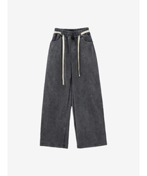 INEXCIS（イネクシス）の「スノーデニムワイドパンツ（ウォッシュドブラック）（スウェットパンツ）」