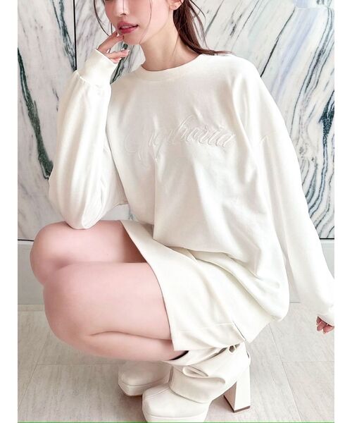 RESEXXY（リゼクシー）の「エンブロイダリーロゴスウェットトップス（スウェット・レディース・ピンク/ホワイト/ネイビー・FREE）」の2枚目の写真