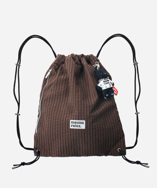 MASMARULEZ（マスマルールズ）の「[INT] Gym sack string bag _ plaid check brown（バックパック/リュック・レディース・ブラウン系その他・FREE）」の2枚目の写真