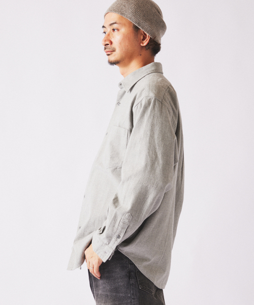 JOURNAL STANDARD relume（ジャーナルスタンダード　レリューム）の「JAMES FABRIC / ジェームスファブリック ヘザーブラッシュ ネルシャツ（シャツ/ブラウス・メンズ・グリーン/キャメル/ブラウン/ライトグレー・LARGE/MEDIUM）」の5枚目の写真